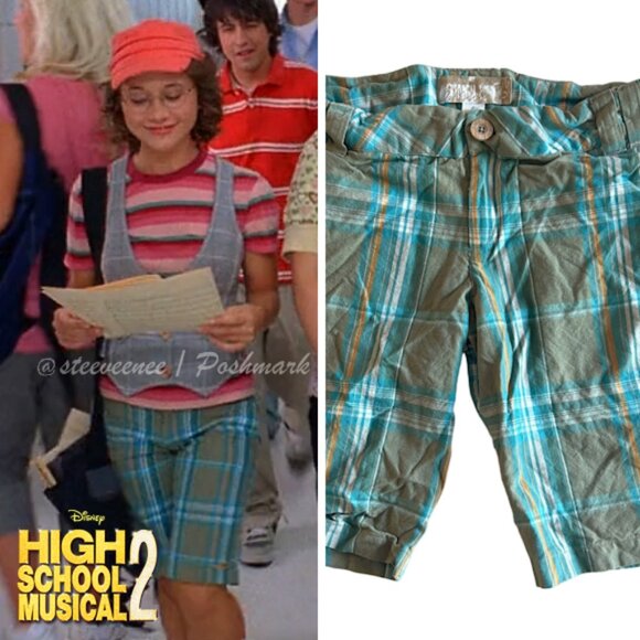 2000s Green Plaid Bermuda Shorts ASO Kelsi High School Musical 2 - Picture 1 of 5